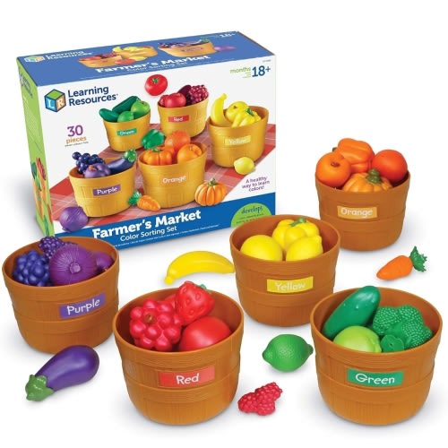 Farmer’s Market Color Sorting Set Toddler Sorting Toys Toddler Play Food Color Sorting Toys For Toddlers 1-3 30 Pieces Age 18 Months+