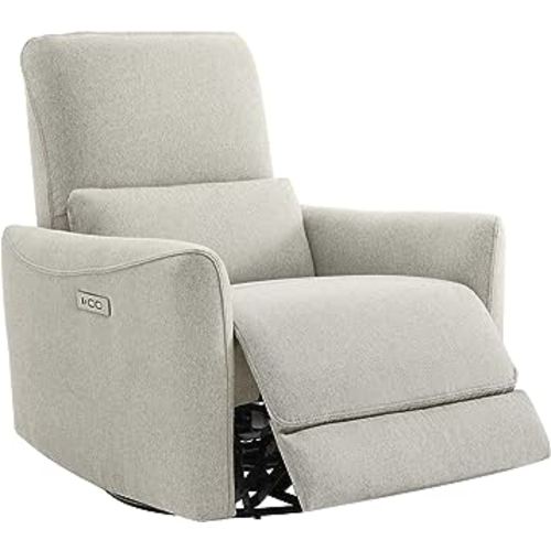 CHITA Power Recliner Chair Swivel Glider, FSC Certified Fabric Living Room Nursery Reclining Sofa Chair with Lumbar Support, Dove Grey