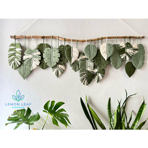 Monstera leaf wall hanging macrame, large leaf macrame wall art, macrame wall art, wall tapestries, macrame leaf painting on the wall