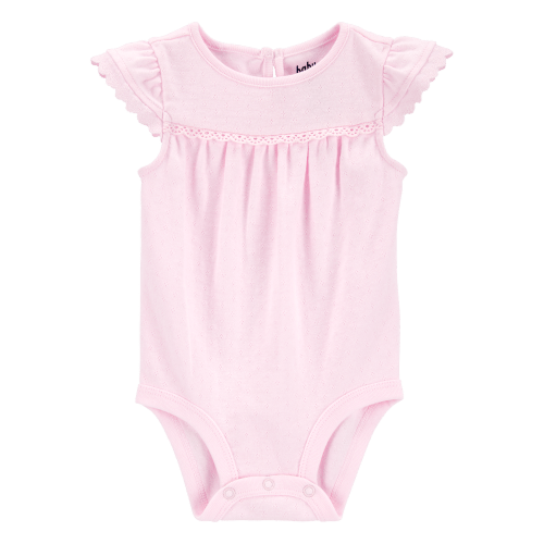 Baby Pointelle Short-Sleeve Bodysuit - Pink - OshKosh | Carter's