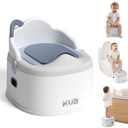 KÜB 3-in-1 Potty Training Toilet (Chair, Seat, Step Stool) - 9 CM Splash Guard, One-click Assembly, Easy to Clean - Versatile Toddler Potty Trainer for Boy Girl - Blue