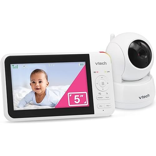 VTech VM924 No WiFi Remote Pan-Tilt-Zoom Video Baby Monitor - 5" LCD Screen, Up to 17Hrs Video/31Hrs Audio Battery, 1000ft Range, Night Vision, Soothing Sounds, Temperature Sensor