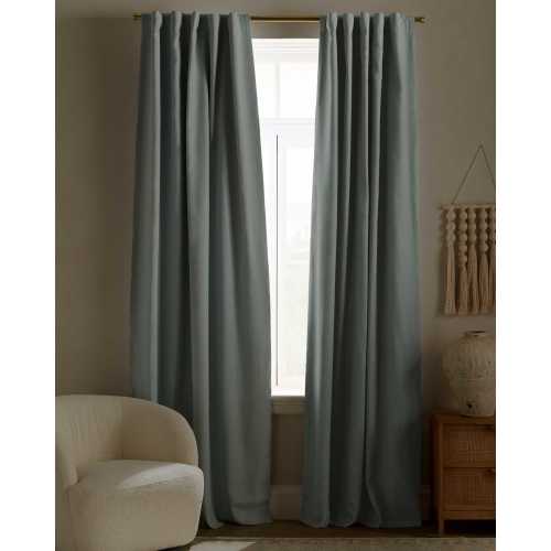 European Linen True Blackout Curtain in Light Blue