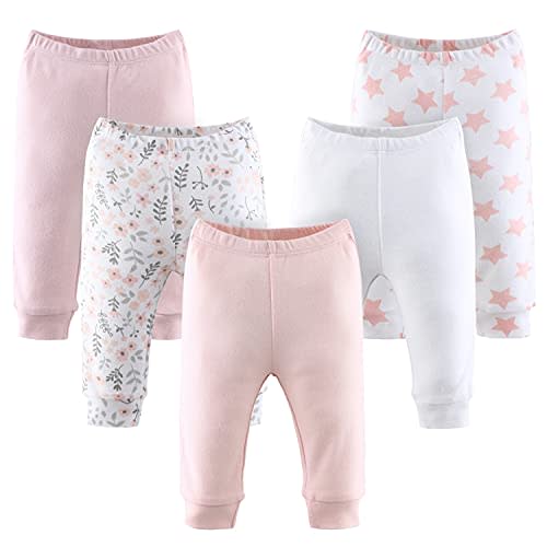 The Peanutshell 5 Pack Baby Girl Pants Set - 100% Cotton Toddler Pants for 0-24 Months Clothes for Toddlers & Babies - Flower