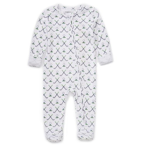 Angel Dear Baby Boys Long Sleeve Golf Print Zipper Footie Coverall
