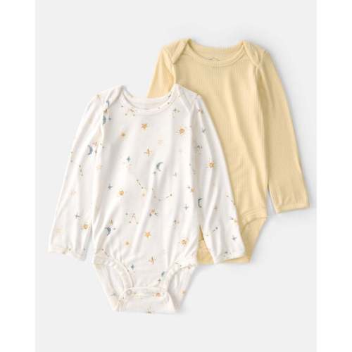 Baby 2-Pack Constellation PurelySoft Bodysuits - Yellow/Cream | Carter's