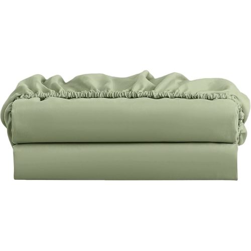 Twin Fitted Sheet 2 Pack - Hotel Quality - Ultra Soft & Breathable - Brushed Microfiber - Deep Pocket - Cooling Fitted Sheets - Sage Green