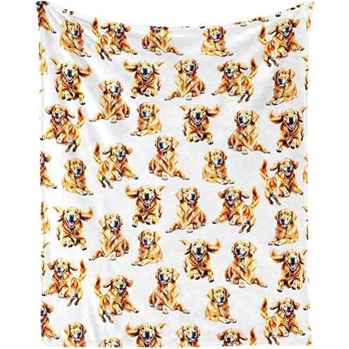 Golden Retriever Blanket for Boys Girls, Cute Golden Retriever Themed Design Printed Throw Blankets for Kids Lap, Chair Sofa, Warm Soft Cozy Blanket, 40"x 50"