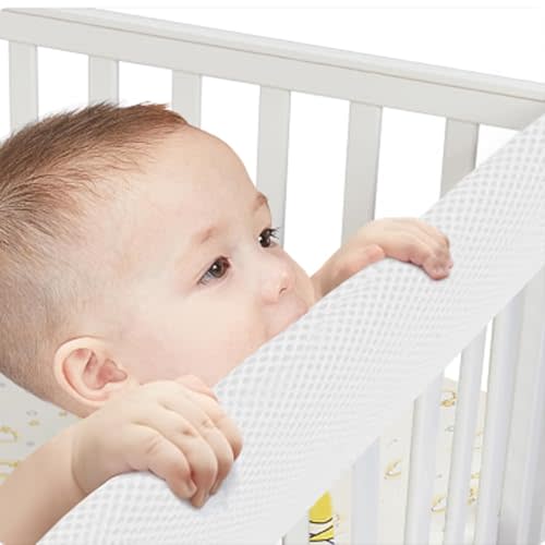 ZHAXINLAOTIE 4PC Mesh Sets Designed for Crib Top Rail Only (Not Side Rails), 2 Long Panel 51"x7" + 2 Short Panels 27.5"x7" (4-White)