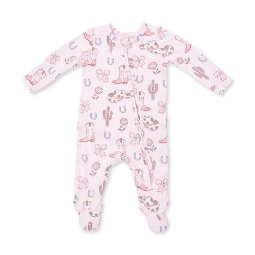 Cowgirl Boots and Bows - 2 Way Ruffle Back Zipper Footie – Angel Dear