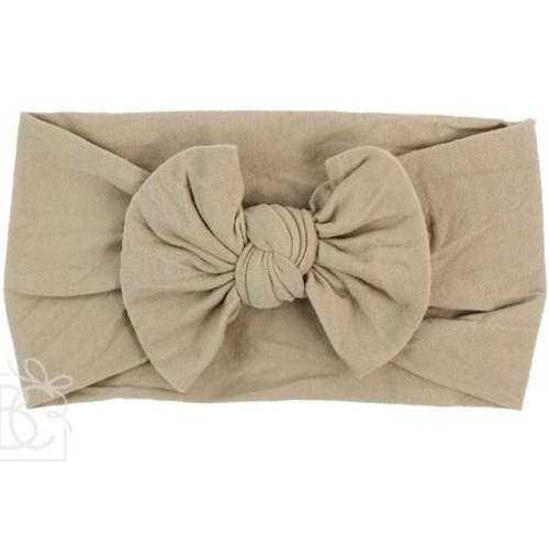 WIDE PANTYHOSE HEADBAND WITH KNOT - OATMEAL