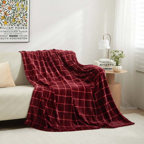 Mainstays Plush Throw Blanket, Red Plaid, 50 in x 60 in