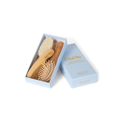 EllaOla 3-Piece Bamboo Brush & Comb Set, Light Brown