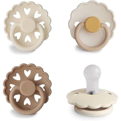 FRIGG SilkySoft Silicone Baby Pacifier 4-Pack Snowflake Dream | Made in Denmark | BPA-Free (0-6 Months)