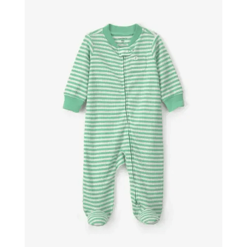 Baby Striped 2-Way Zip Sleep & Play Pajamas - Green | Carter's