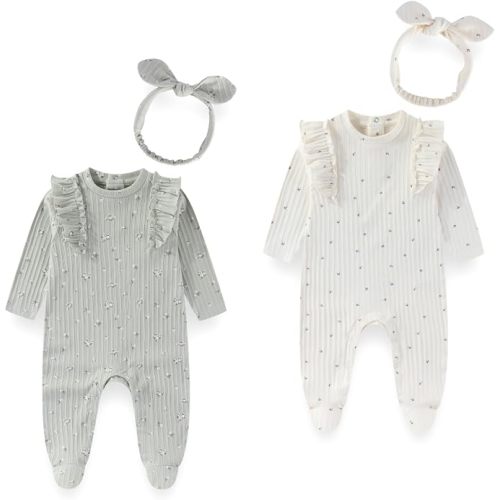 Long Sleeve Baby Footies With Accessories Cotton Infant Romper | unisex,soft stretchy,easy to put on and take off,footed design,everyday wear,baby essentials