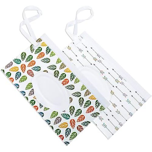 2PCS Wet Wipe Pouch, Travel Wipes Case Reusable Refillable Wet Wipe Bag Travel Wipes Dispenser Wipe Pouches for Baby or Personal