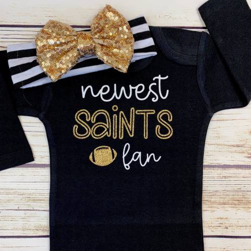 Newest Saints Fan Football Bodysuit Outfit For Baby Girl