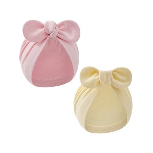 Century Star Newborn Hat for Baby Girls Infant Toddler Soft Hospital Hats Beanie Baby Turbans Head Wrap with Bow Cap