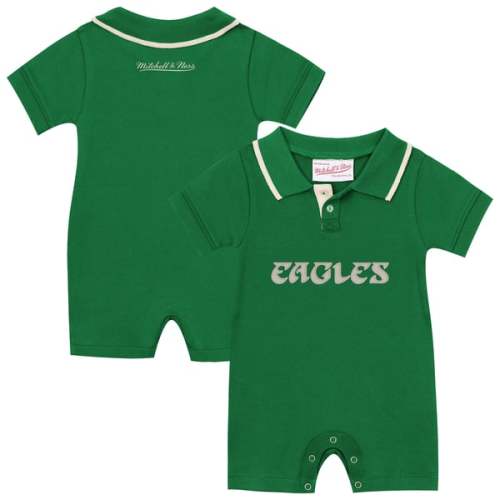 Newborn & Infant Mitchell & Ness Kelly Green Philadelphia Eagles Retro Roots Rugby Romper