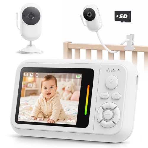 Baby Monitor With Camera and Audio, No Wifi, Two Way Talk, Clip for Crib | Stand & Wall Mount, Auto Night Vision, Smart VOX Cry Alert, Temp Sensor, Lullabies, 2.8'' Screen Portable for Travel Nursery