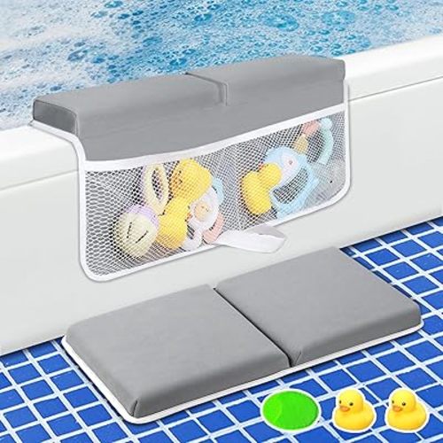 Bath Kneeler and Elbow Rest Pad Set, Quick Dry Baby Bath Kneeling Pad Thick Soft Non-Slip Baby Bathtub Mat for Baby Bathing, Baby Accessories Organizer, Gifts for Parents, Grey
