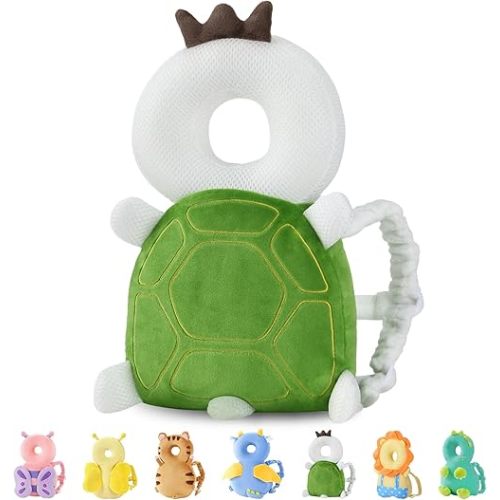 JunNeng Baby Head Protector Backpack, Toddler Walking Fall Head Protection, Green Turtle