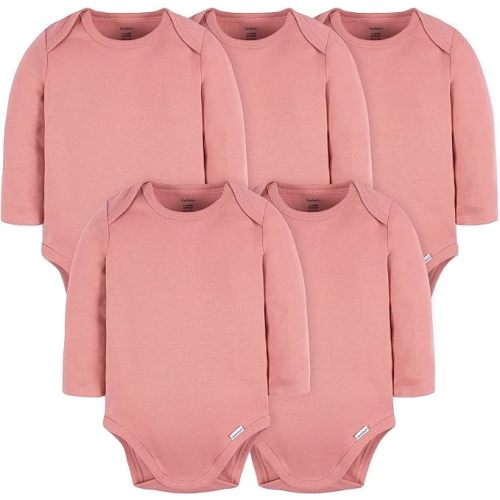 Gerber Baby Long Sleeve Solid Onesies Multi-pack Interlock 180 Gsm