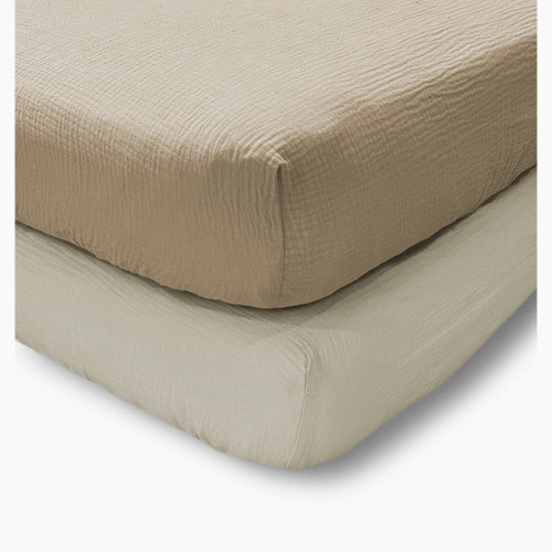 Levtex Baby Cloud Muslin Fitted Sheet Set of 2 - Cocoa/Beige
