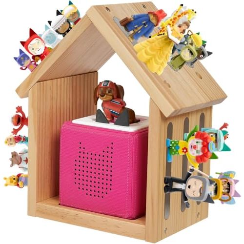 for Tonies Shelf, Compatible with Toniesbox 1 and Toniesbox 2 Tonies Magentic Wall Shelf for Creative Tonies Figures 12-40 Characters Wooden Tonie Storage Shelves for Kids Play Room(House Shape)
