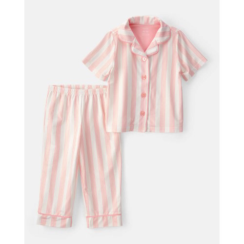Toddler Girl Striped Loose Fit 2-Piece Pajama Set - Pink/Ivory | Carter's