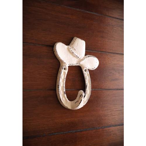 Cast Iron Wall Hook / Cowboy Hat / Western Decor / Antique White or Pick Color / Hanger for Kids / Entrance Key Holder / Bathroom Towel Hook