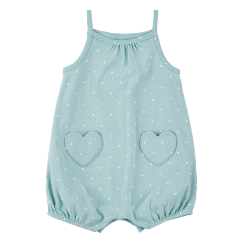 Baby Heart Pockets Cotton Romper - Blue - Carter's | Carter's