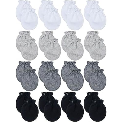 16 Pairs Newborn Baby Cotton Mittens No Scratch Gloves Unisex Newborn Mittens for baby Boys Girls 0-6 Months