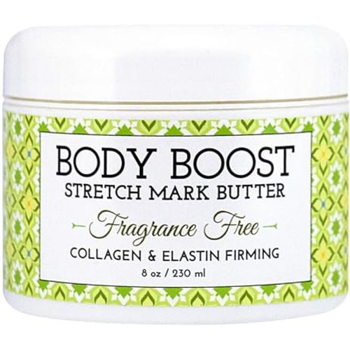 Body Boost Fragrance Free Stretch Mark Butter, 8 oz-Repair Stretch Marks and Scars- Clinically Proven Ingredients- Pregnancy and Nursing Safe