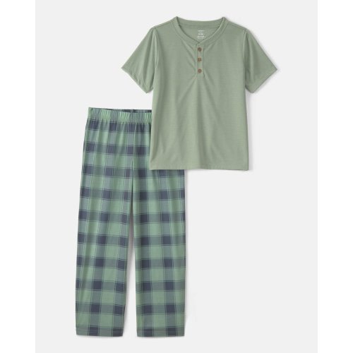 Boys Plaid Loose Fit 2-Piece Pajama Set - Green | Carter's