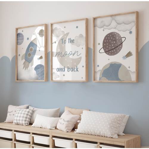 Space Prints,Nursery Prints, Nursery Decor, Boys Bedroom Decor, Space Decor,Space Bedroom Prints,Boys Bedroom Prints,Moon,Blue,Baby Boy