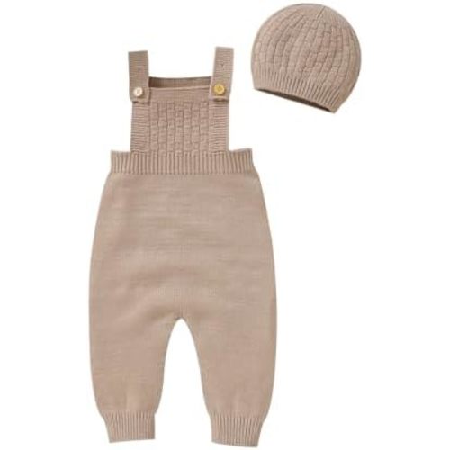 Newborn Baby Sweater Romper Sleeveless Jumpsuit with Hat Infant Outfits Overall Bodysuit One Piece 2pcs