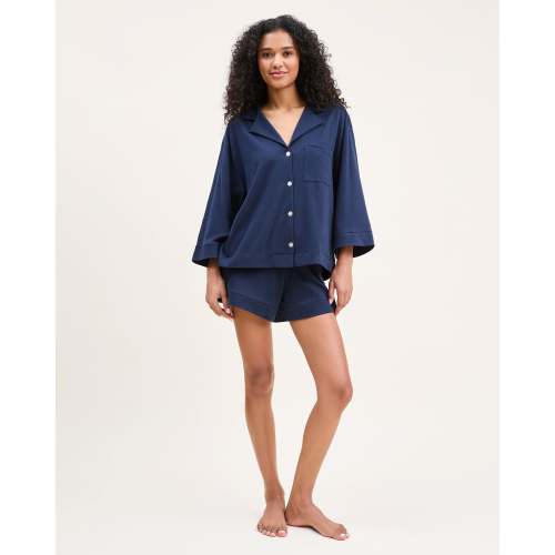 The Olivia Pima Short Set in Navy