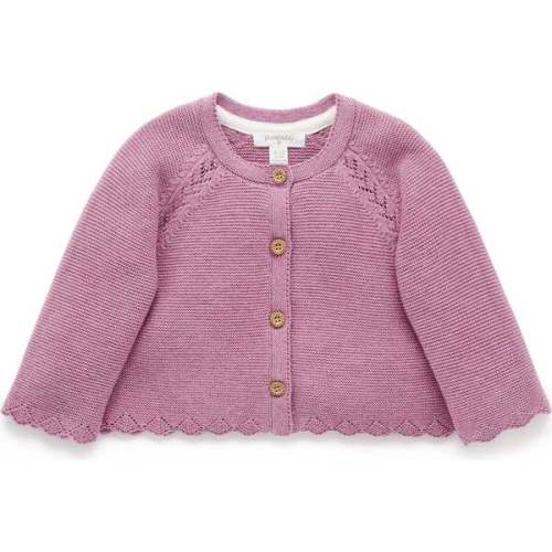 Scalloped Cardigan Lavender Melange - Purebaby | Maisonette