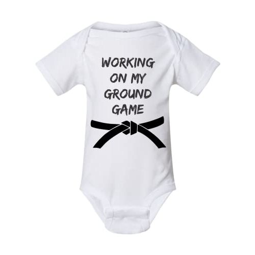 Freedomtees Working On My Ground Game Bodysuit, Jiu Jitsu Bodysuit Shirt, Funny Baby Shirt