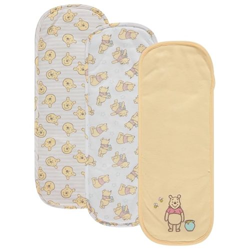 Disney Baby Burp Cloths 3 Pack – 100% Cotton – Mickey Mouse, Minnie Mouse, Winnie The Pooh, Dumbo – Soft & Absorbent Newborn Essentials for Boys & Girls