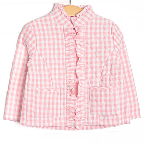 Quilted Ruffle Coat, Pink Check – Stitchy Fish