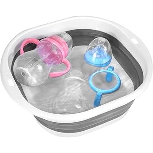 Foldable Baby Bottle Washing Basin, Baby wash Basin, Baby dishwashing Basin, Travel and Picnic Essential, Saves Space and can be Put into a Backpack