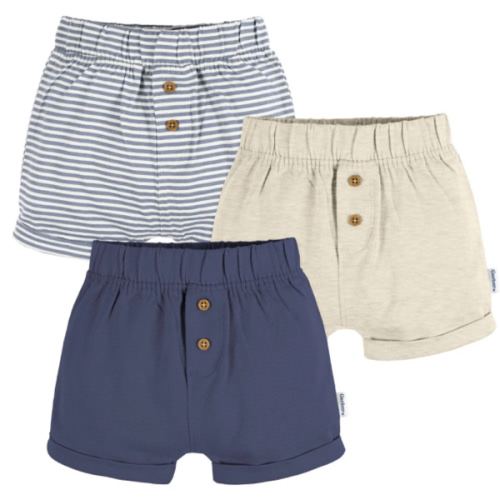 3-Pack Baby Neutral Navy Stripe, Oatmeal, & Navy Knit Shorts – Gerber Childrenswear