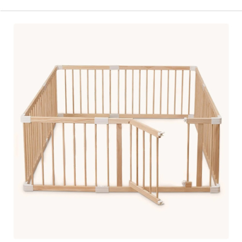 HARPPA Wooden Baby Gate Playpen | Non-Toxic Foldable DIY Adjustable Play Yard for Infants & Toddlers – Natural Finish Baby Fence for Small & Large Spaces