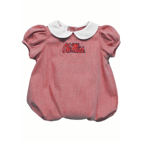Ole Miss Rebels Baby Red Gingham Collar Short Sleeve One Piece
