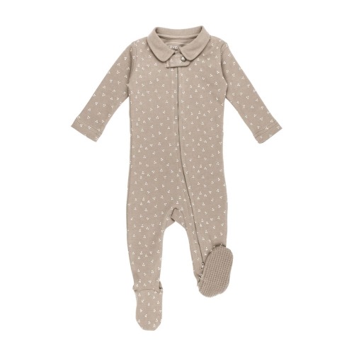 L'ovedbaby: Polo Organic Cotton Zip Footie - Oatmeal Dots / 0-3M