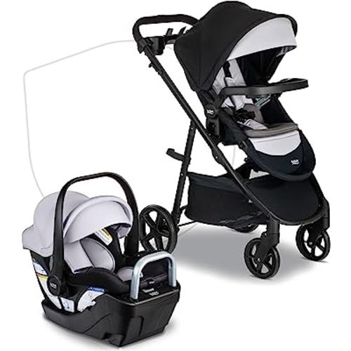 Britax Willow Brook S+ Baby Travel System, Infant Car Seat and Stroller Combo with Alpine Base, ClickTight Technology, SafeWash Insert and Cover, Glacier Onyx