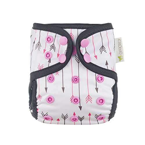 OsoCozy Newborn Reusable Cloth Diaper Covers - Adjustable Snap Fit & Double Leg Gussets for Baby Boys & Girls from 6-12 Pounds. Use with Prefold, Flat or Fitted Cloth Diapers or Snap-in Inserts